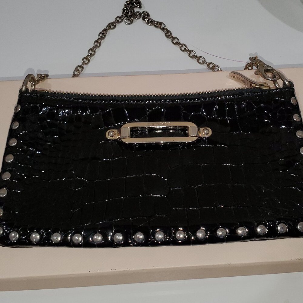 Jimmy Choo black leather mini bag.
